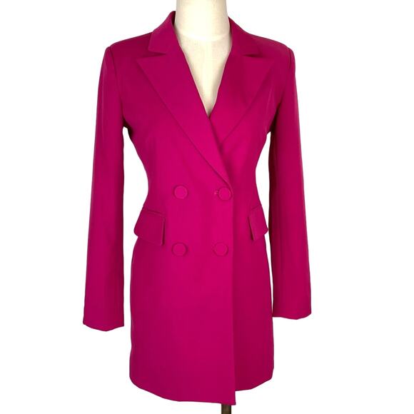 7 for all mankind Longline Double Breasted Blazer Magenta Women's Size XSmall - Picture 1 of 5